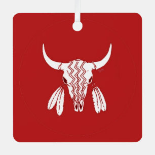 Red Ghost Dance Buffalo Quadrat Metall-Ornament Ornament Aus Metall