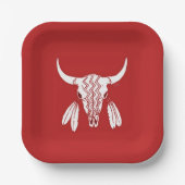 Red Ghost Dance Buffalo Quadrat-Papier-Teller Pappteller (Vorderseite)