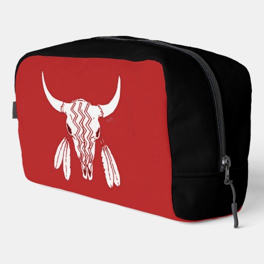 Red Ghost Dance Buffalo Red Black Dopp Kit Waschbeutel (Rechte Ecke)