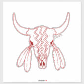 Red Ghost Dance Buffalo red line contour sticker (Blatt)