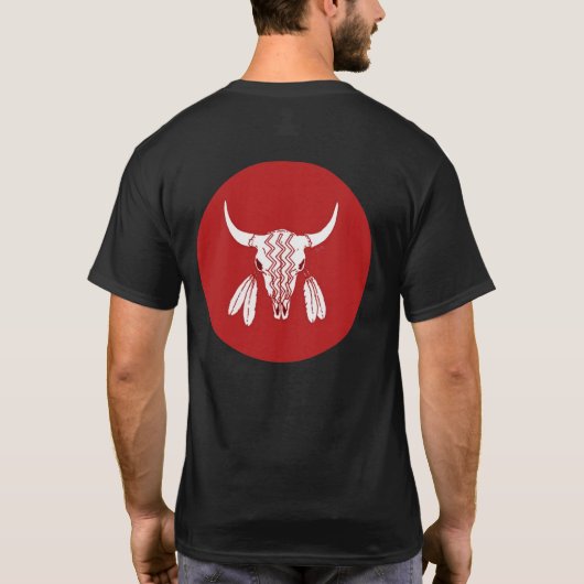 Red Ghost Dance Buffalo Runde schwarzer T - Shirt (Rückseite)