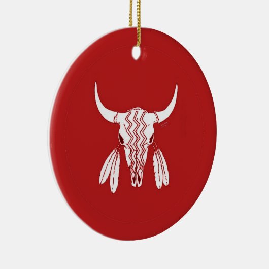 Red Ghost Dance Buffalo Rundschmuck Keramik Keramik Ornament (Rechts)