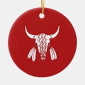 Red Ghost Dance Buffalo Rundschmuck Keramik Keramik Ornament (Vorne)