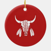 Red Ghost Dance Buffalo Rundschmuck Keramik Keramik Ornament (Hinten)