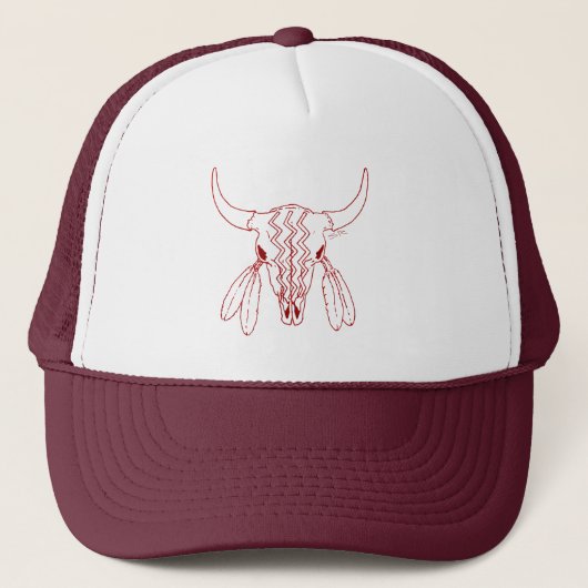 Red Ghost Dance Buffalo white maroon trucker hat Truckerkappe (Vorderseite)