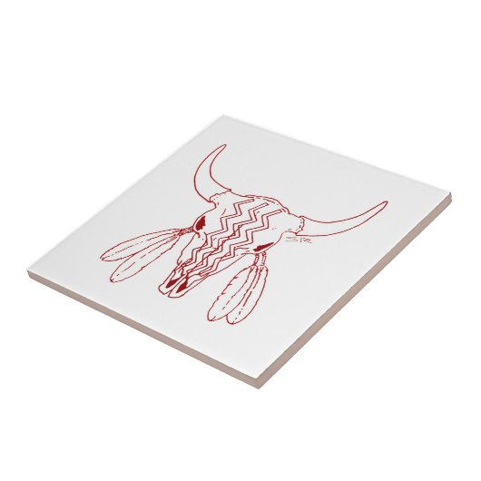 Red Ghost Dance Buffalo white small tile closeup Fliese (Seite)