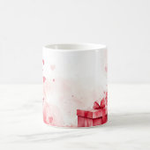 Red Gift and Roses Valentines Verwandlungstasse (Mittel)