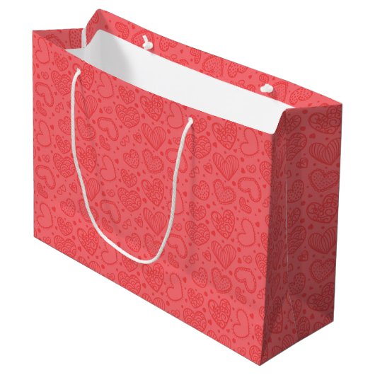 Red Gift Bag mit Herz Große Geschenktüte (Vorderseite Schrägansicht)