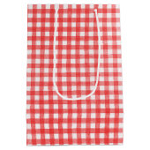 Red Gift Tag auf Gingham Mittlere Geschenktüte (Rückseite)