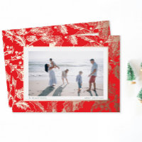 Red Gilded Holly Frame Traditional Christmas