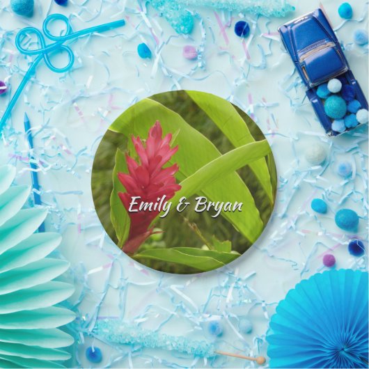 Red Ginger Blume (Alpinia) Tropical Pappteller (Party)