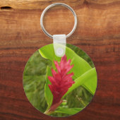 Red Ginger Blume (Alpinia) Tropical Schlüsselanhänger (Vorderseite)