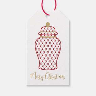 Red Ginger Jar, Chinoiserie Custom Christmas Geschenkanhänger