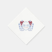 Red Ginger Jar Monogram Wappen Christmas Serviette (Ecke)