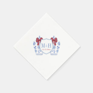 Red Ginger Jar Monogram Wappen Christmas Serviette