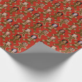 Red Gingerbread Friends and Family Holiday Geschenkpapier (Ecke)