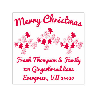Red Gingerbread Frohe Weihnachtsadresse Permastempel