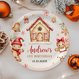 Red Gingerbread House 1st Birthday Party Pappteller