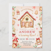 Red Gingerbread House Birthday Party Einladung (Vorderseite)