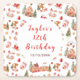 Red Gingerbread House Birthday Party Rechteckiger Pappuntersetzer