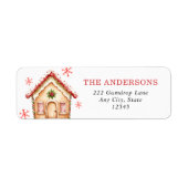 Red Gingerbread House Christmas Return Address (Vorne)