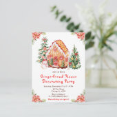 Red Gingerbread House Decorating Party Postkarte (Stehend Vorderseite)