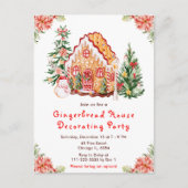 Red Gingerbread House Decorating Party Postkarte (Vorderseite)
