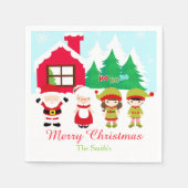 Red Gingerbread House Dekorieren Weihnachtsgebäck  Serviette (Vorderseite)