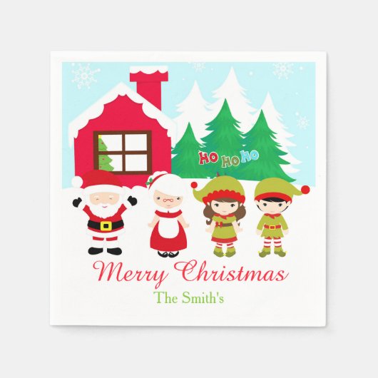 Red Gingerbread House Dekorieren Weihnachtsgebäck  Serviette (Vorderseite)