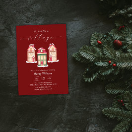 Red Gingerbread It Takes A Village Boy Baby Shower Einladung