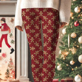Red Gingerbread Man Polka Dot Weihnachten Leggings