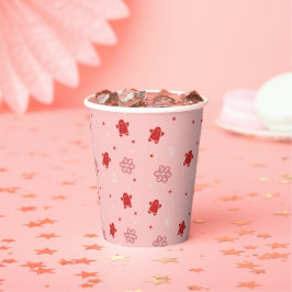Red Gingerbread Man Snowflakes Weihnachtsmuster Pappbecher
