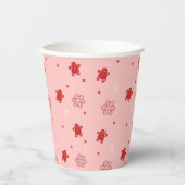 Red Gingerbread Man Snowflakes Weihnachtsmuster Pappbecher (Vorderseite)