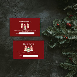 Red Gingerbread Village Diaper Raffle Baby Shower  Begleitkarte