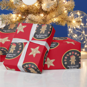 Red Gingerbrot Cookie Chalkboard Niedlicher Indivi Geschenkpapier
