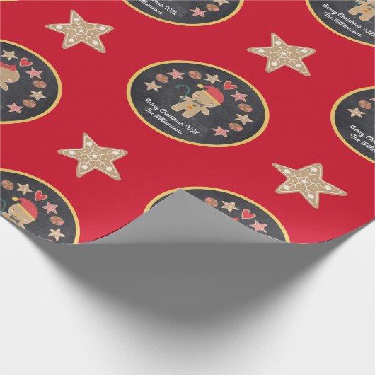 Red Gingerbrot Cookie Chalkboard Niedlicher Indivi Geschenkpapier (Ecke)