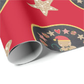 Red Gingerbrot Cookie Chalkboard Niedlicher Indivi Geschenkpapier (Rolleneckpunkt)