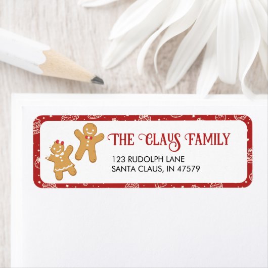 Red Gingerbrot Cookie Holiday Address Return (Insitu)