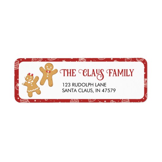Red Gingerbrot Cookie Holiday Address Return (Vorne)