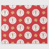 Red Gingerbrot Cookie Script Individuelle Name Nie Geschenkpapier (Flach)