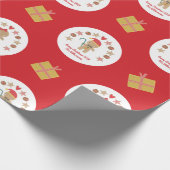 Red Gingerbrot Cookie Script Individuelle Name Nie Geschenkpapier (Ecke)