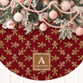 Red Gingerbrot Man Monogram Christmas Polyester Weihnachtsbaumdecke