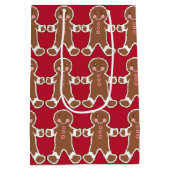 Red Gingerbrot Men Gift Bag Mittlere Geschenktüte (Rückseite)