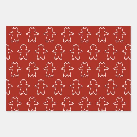 Red Gingerbrot Men Triple Pack Geschenkpapier Set (Vorderseite 3)