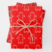 Red Gingerbrot Men Triple Pack Geschenkpapier Set (Beispiel)