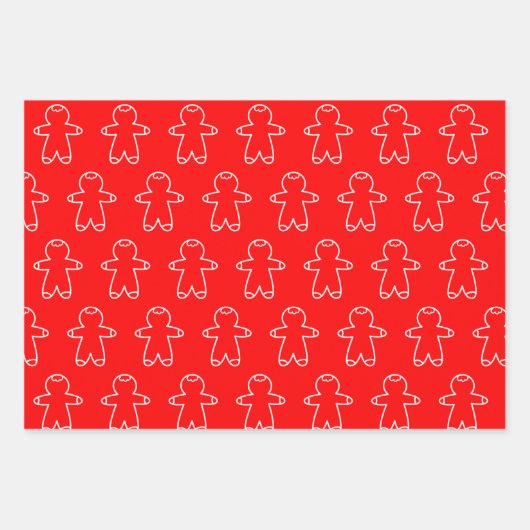 Red Gingerbrot Men Triple Pack Geschenkpapier Set (Vorderseite)