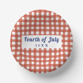 Red Gingham 4. Juli Red White und Blue Pappteller