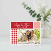 Red Gingham Ankündigungspostkarte (Stehend Vorderseite)