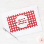 Red Gingham Anpassbare Party-Sticker Rechteckiger Aufkleber (Umschlag)