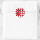 Red Gingham Apple Jam Runder Aufkleber (Tasche)